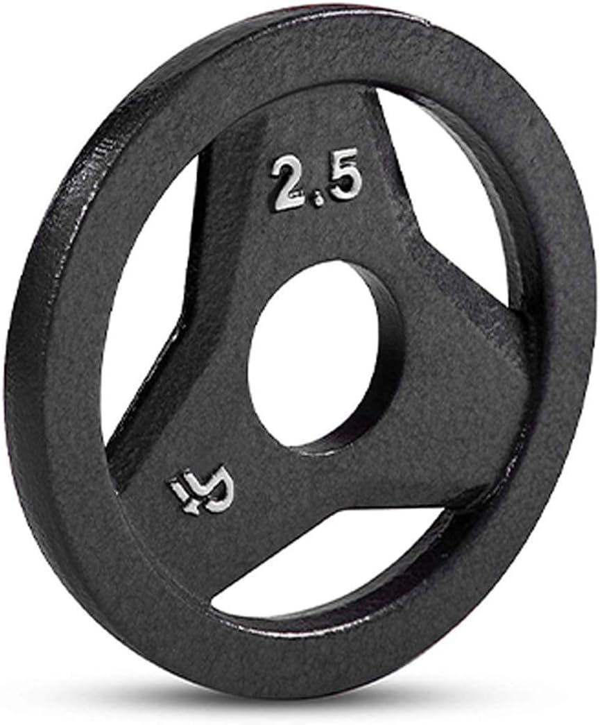 Day 1 Fitness Cast Iron Olympic 2-Inch Grip Plate for Barbell, Single and Pair Iron Grip Plates for Weightlifting, Crossfit - 2” Weight Plate for Bodybuilding