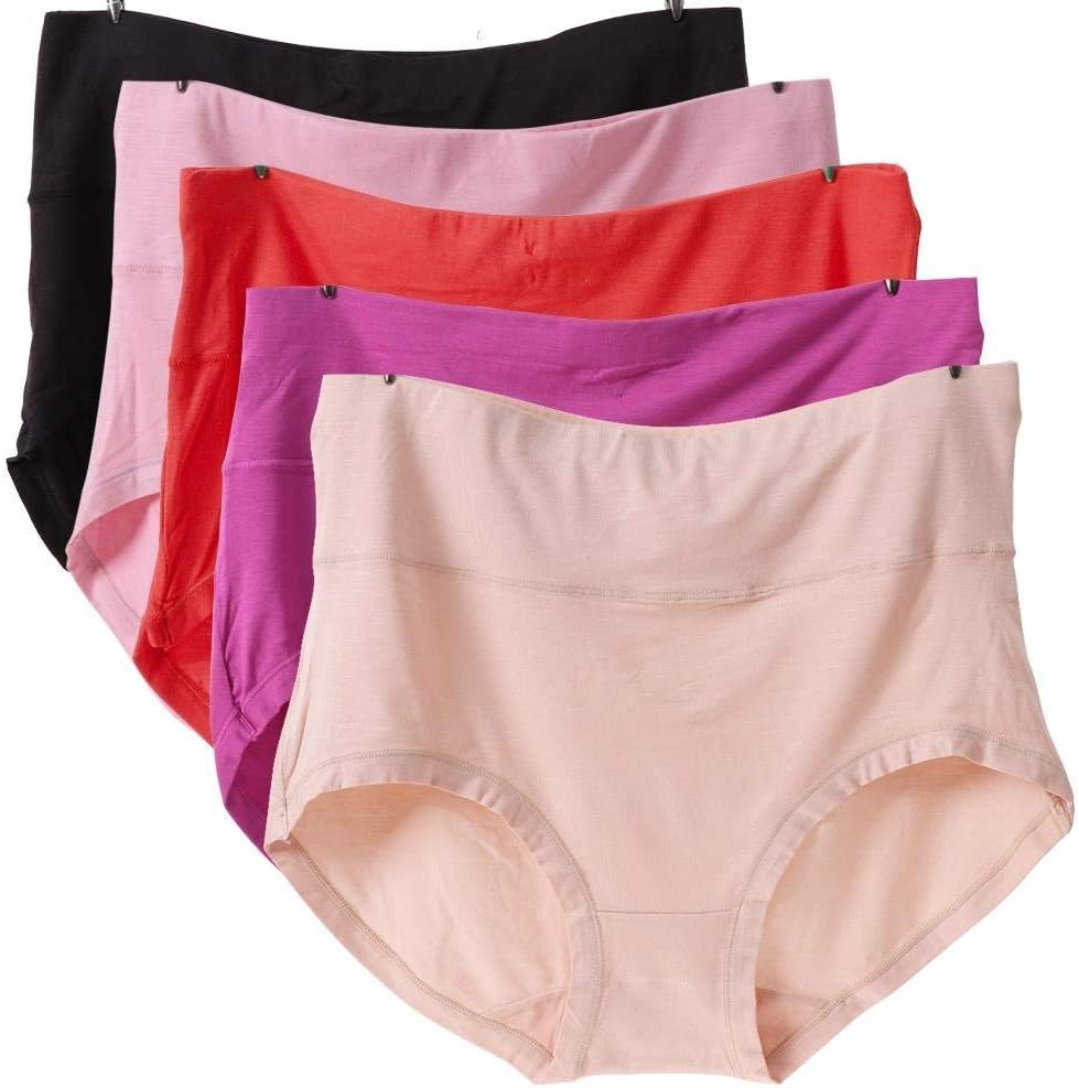MyGxR Women's Briefs Pack 5 Plus Size 12 11 10 9 Microfiber Super Stretchy Soft Breathable Middle Waist Briefs Panties