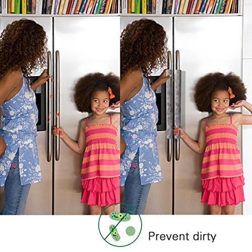 OUGAR8 Refrigerator Door Handle Covers Handmade Decor Protector for Ovens, Dishwashers.Keep Your Kitchen Appliance Clean From Smudges, Food Stains (Gray Flower) - Thumbnail 4