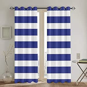 531 Cortinas, Estilo Marino náutico Azul Marino y Blanco Marinero Tema