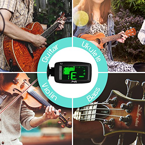 Mugig Guitar Tuner Clip-on Tuner for Guitar, Ukulele, Bass, Violin, Chromatic Tuning, 360 degree bright display, one button simple to use. - Thumbnail 2
