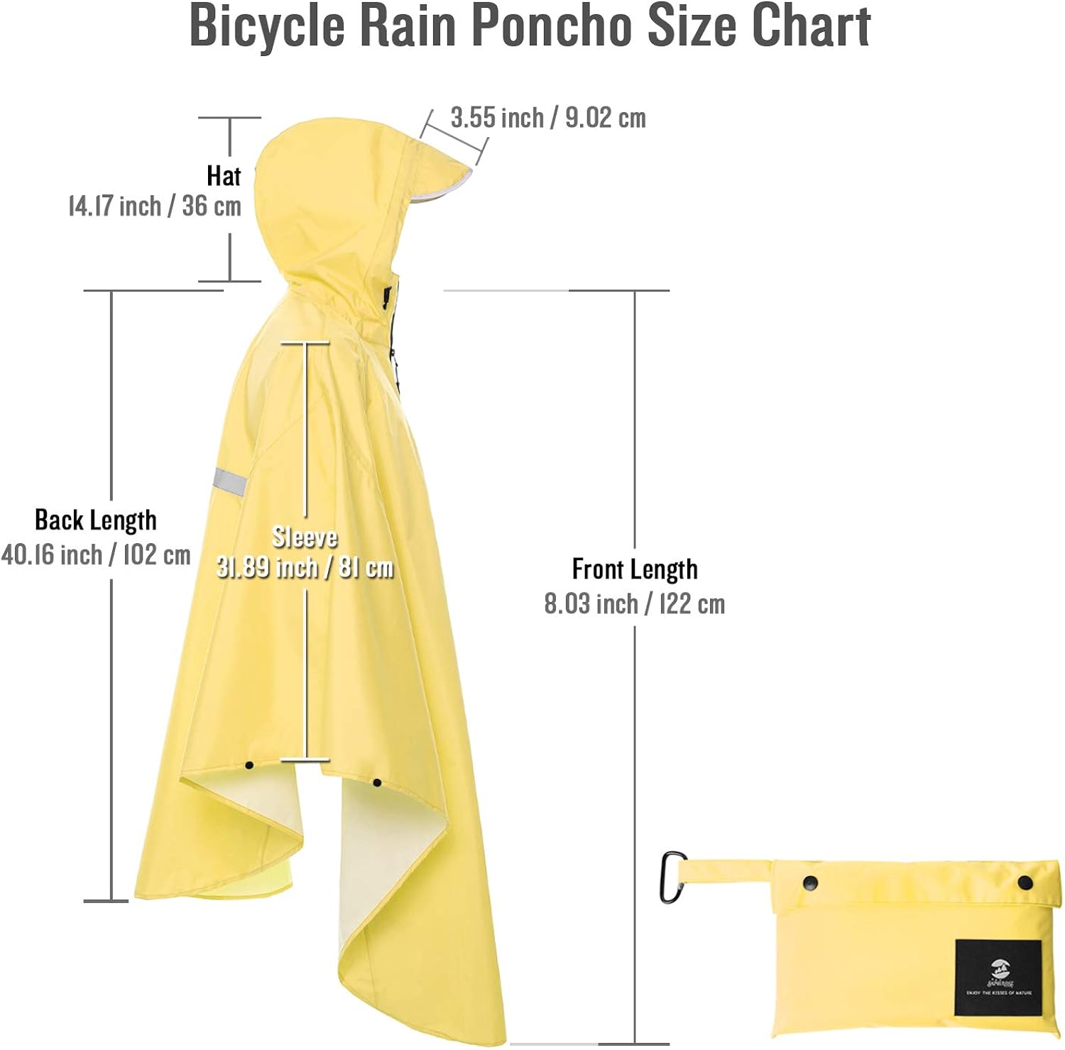 Resuable Bike Bicycle Camping Rain Capes with Reflective (Yellow): Clothing