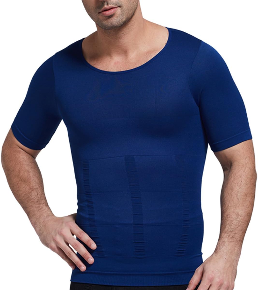 Men's Short Sleeve Shirts Slimming Vest Warm Instant Weight Loss Belly Fat Love Handles Remover Body Shaper Firms Abdomen Back Support Compression Fit