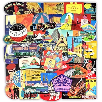 WZRY Retro Hotel Style Stickers Graffiti Building Logo Travel ...