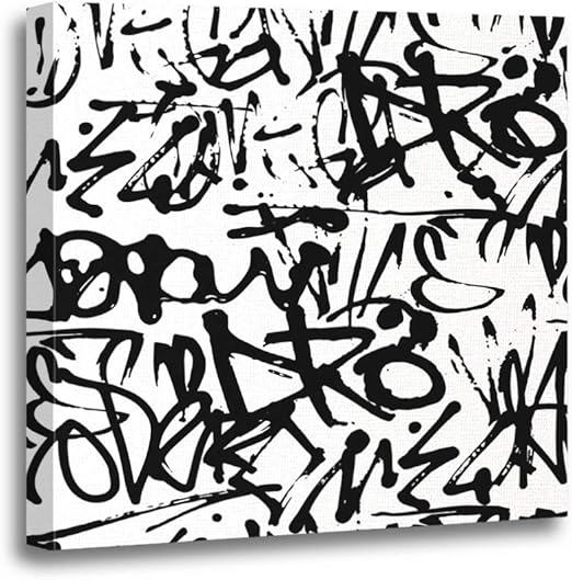 Amazon Com Ansouyi 12x12 Inches Canvas Wall Art Painting Graffiti Abstract Tags Letters Without Meaning Street Retro Old Home Decorative Artwork Prints Posters Prints