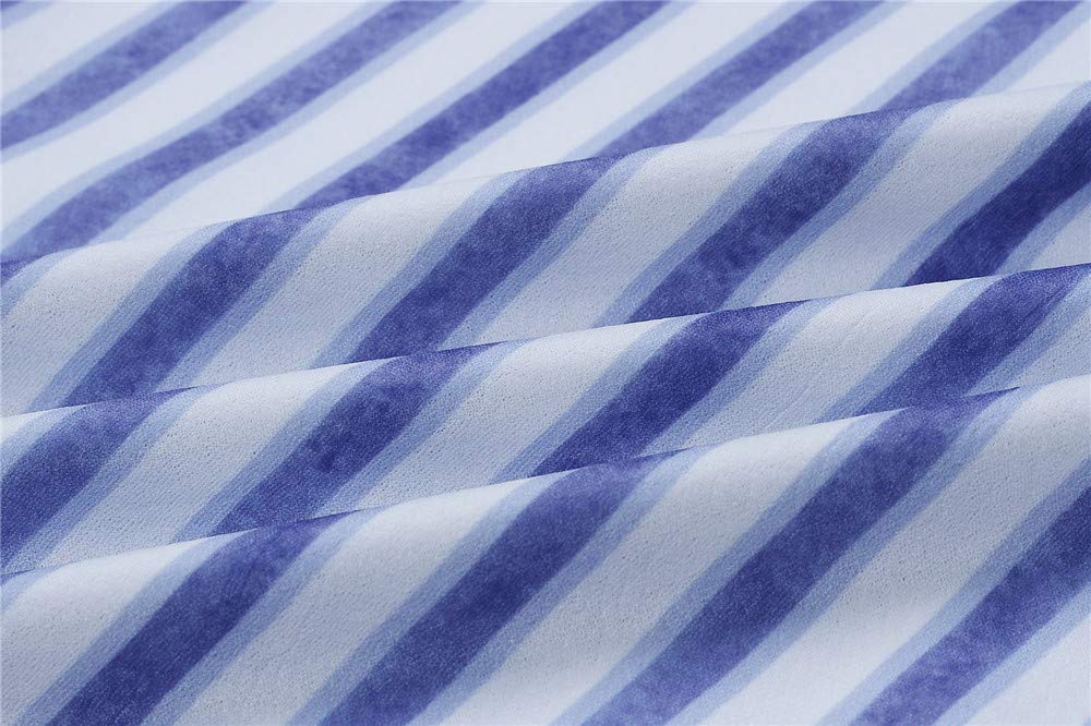 LitBud Womens Summer Dresses for Women Ladies Spaghetti Strap Casual Beach Party Button Down Vacation Midi Swing Dress with Pockets Blue Strips Size 4 6 S