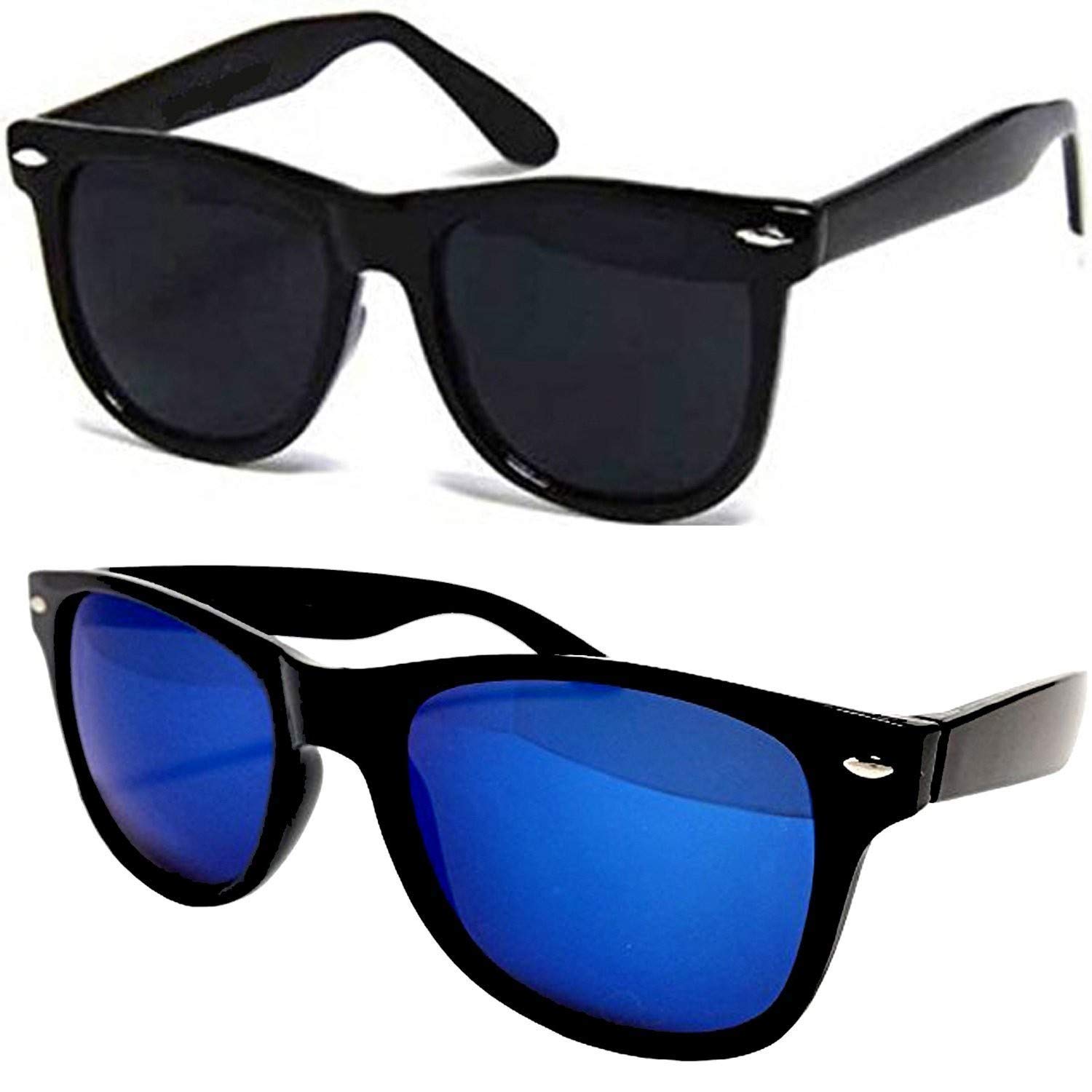 Buy JUSTSTYLE UV Protection Black & Blue Square Unisex Sunglasses
