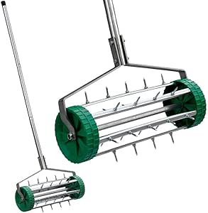 Popamazing – ® 36 cm de ancho Manual Rodillo aireador de césped