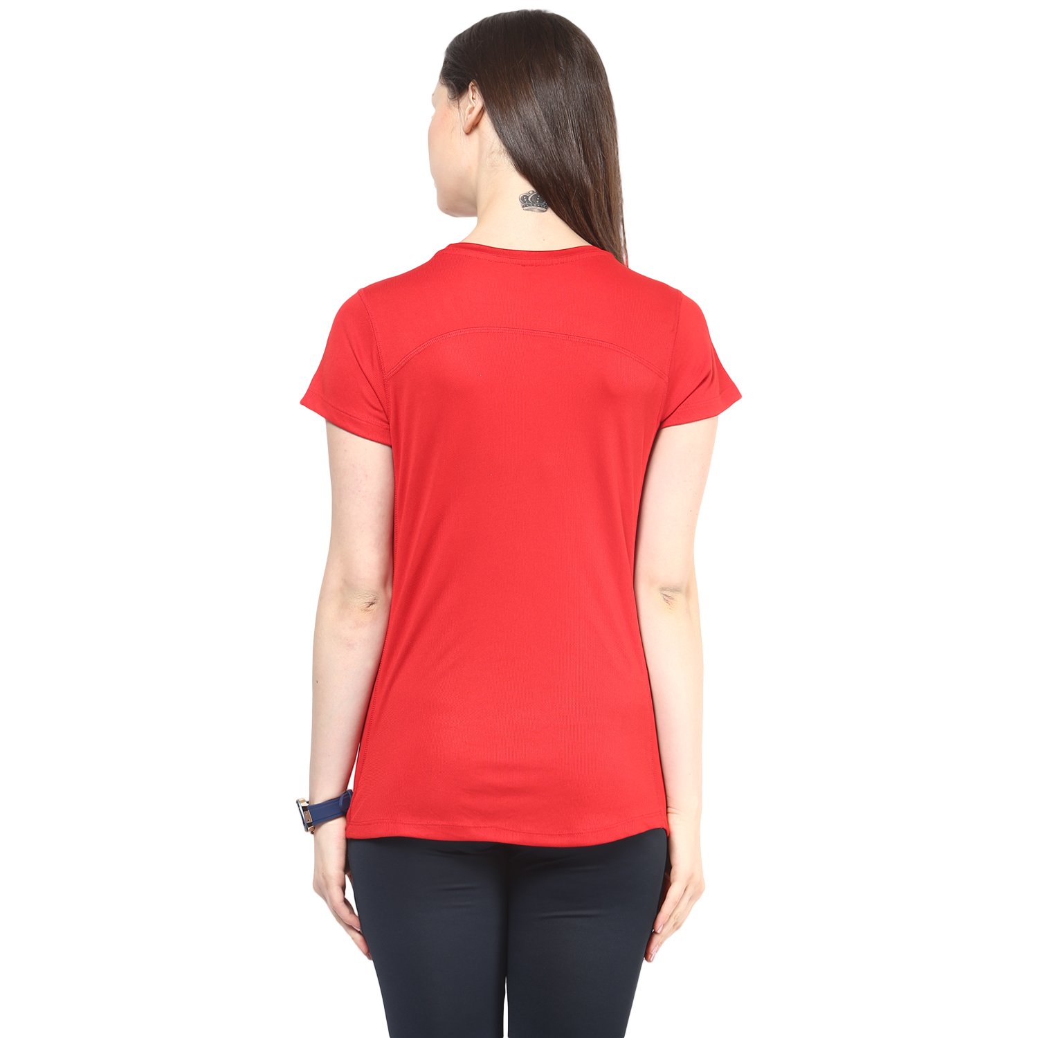 berge women's instadry round neck red tee