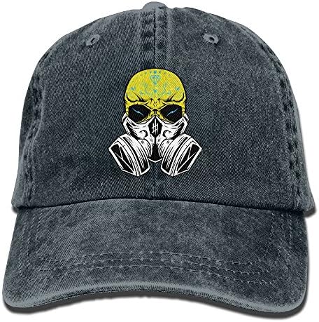 Skull Gas Mask Printed Adjustable Denim Hat Cotton Dad Hat Baseball Cap