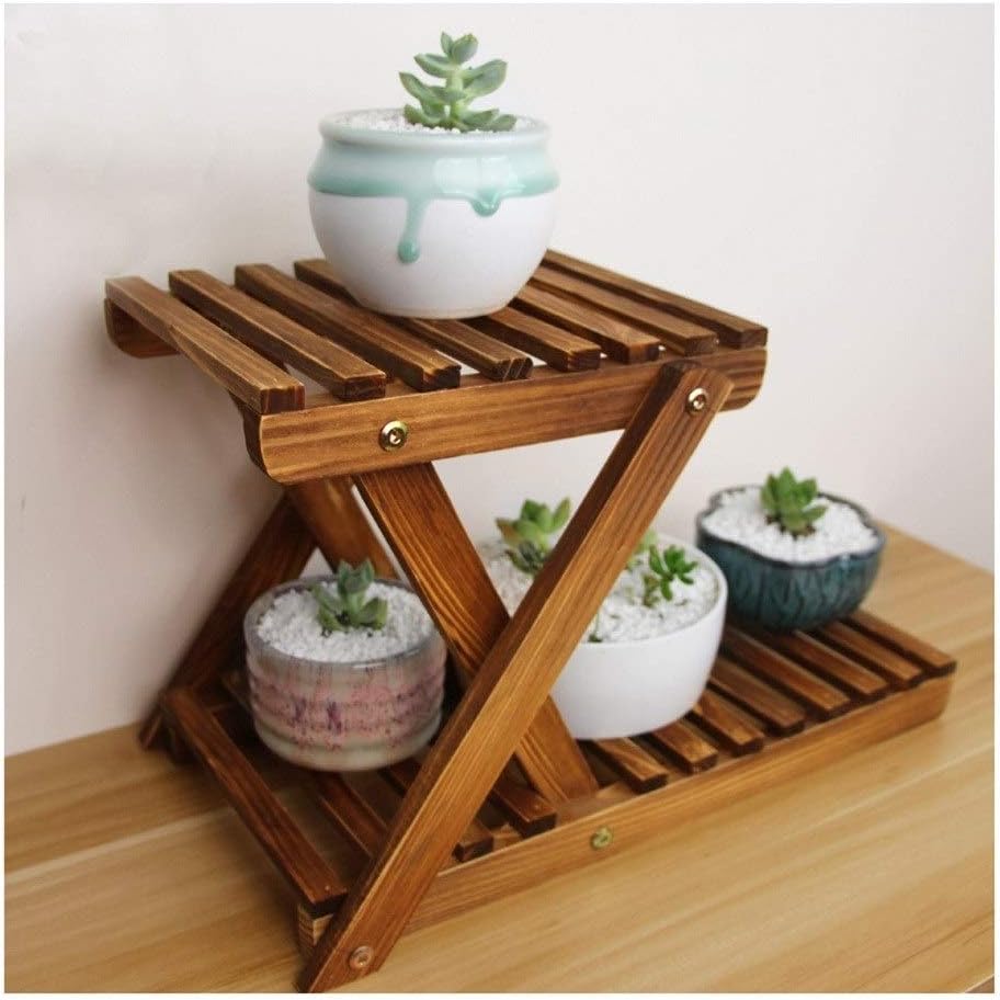 H-ei Pequeño Escritorio Flower Stand de Madera Maciza Multicapa Balcón