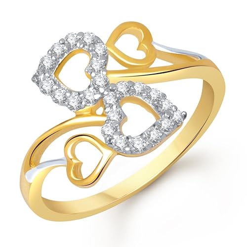 Couple Heart Gold And Rhodium Plated Ring For Girls- Fr1269G [Vkfr1269G]