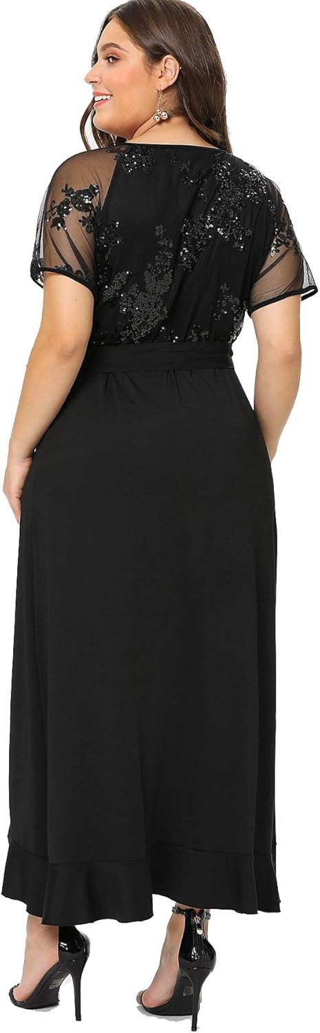 Milumia Plus Size Empire Waist Maxi Dress Ruffle Split Semi Sheer Solid Dresses at  Women’s Clothing store