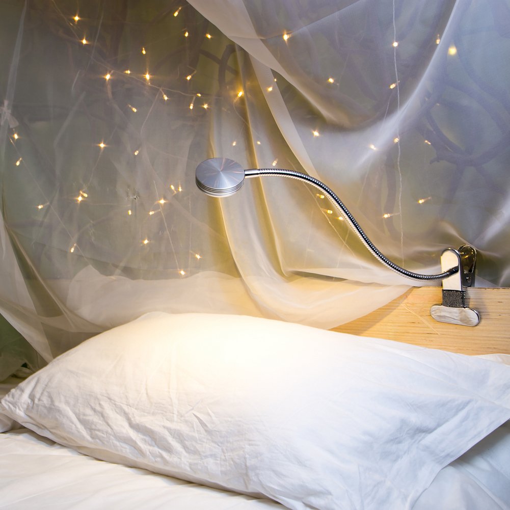 Bedroom Black Dimmable Clamp Lamp for Bed Headboard Adapter Included