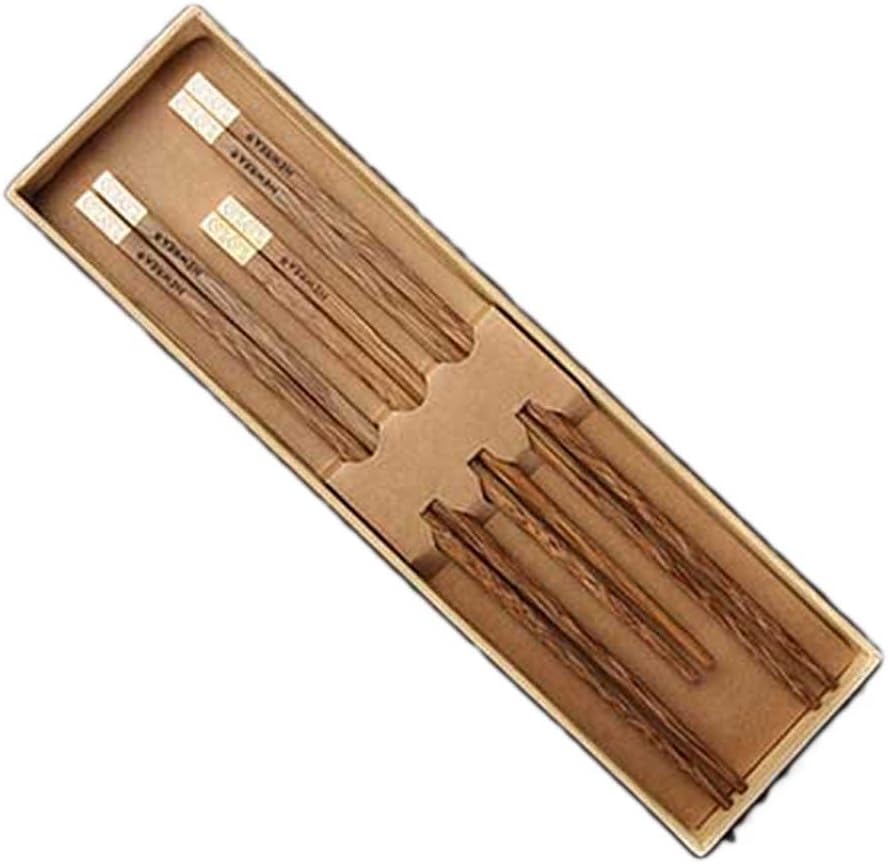 3 Pairs Golden Cloud Head High Grade Wenge Wood Chinese Chopsticks for Family