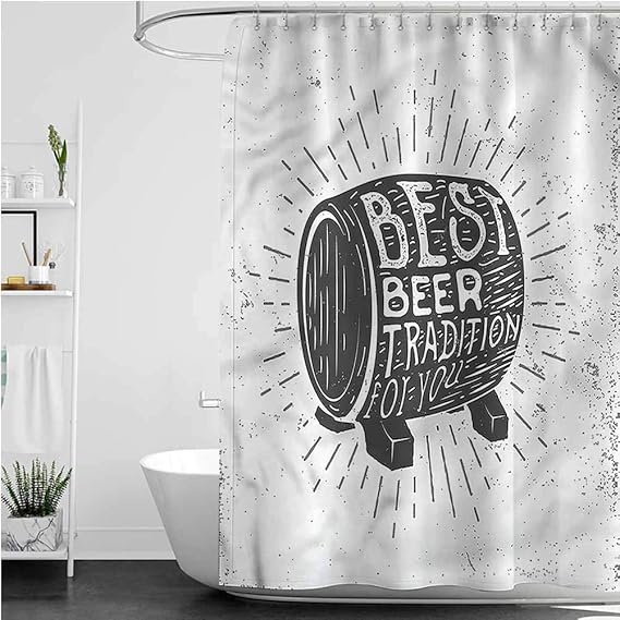 Man Cave Shower Curtains in Bath Beer Barrel Burst Lines