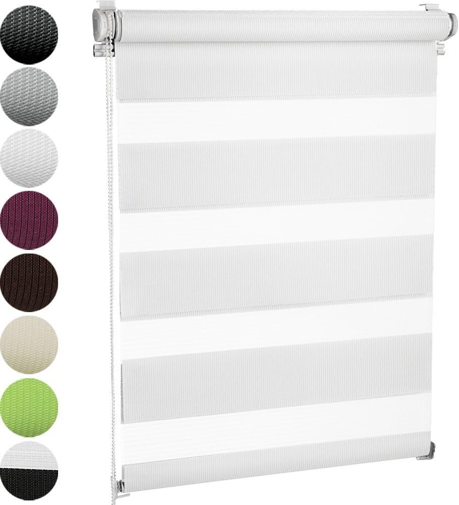 MIADOMODO Window Blinds - Color and size choice, Translucent or Blackout Vision Curtains for Window and Door - Zebra Roller Blinds, Rollo Blind, Shade Blind