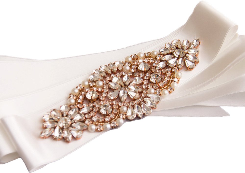 Rose Gold Rhinestone Beaded Wedding Dress Belt For Brides | Desertcart  Botswana