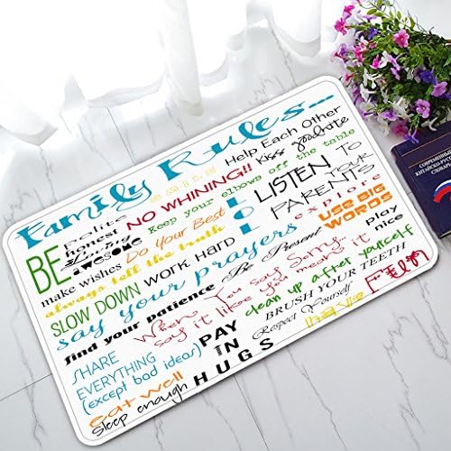 Custom Family Rules Educational Non-Slip Doormat Indoor/Outdoor/Bathroom Doormat 30 x 18 Inches