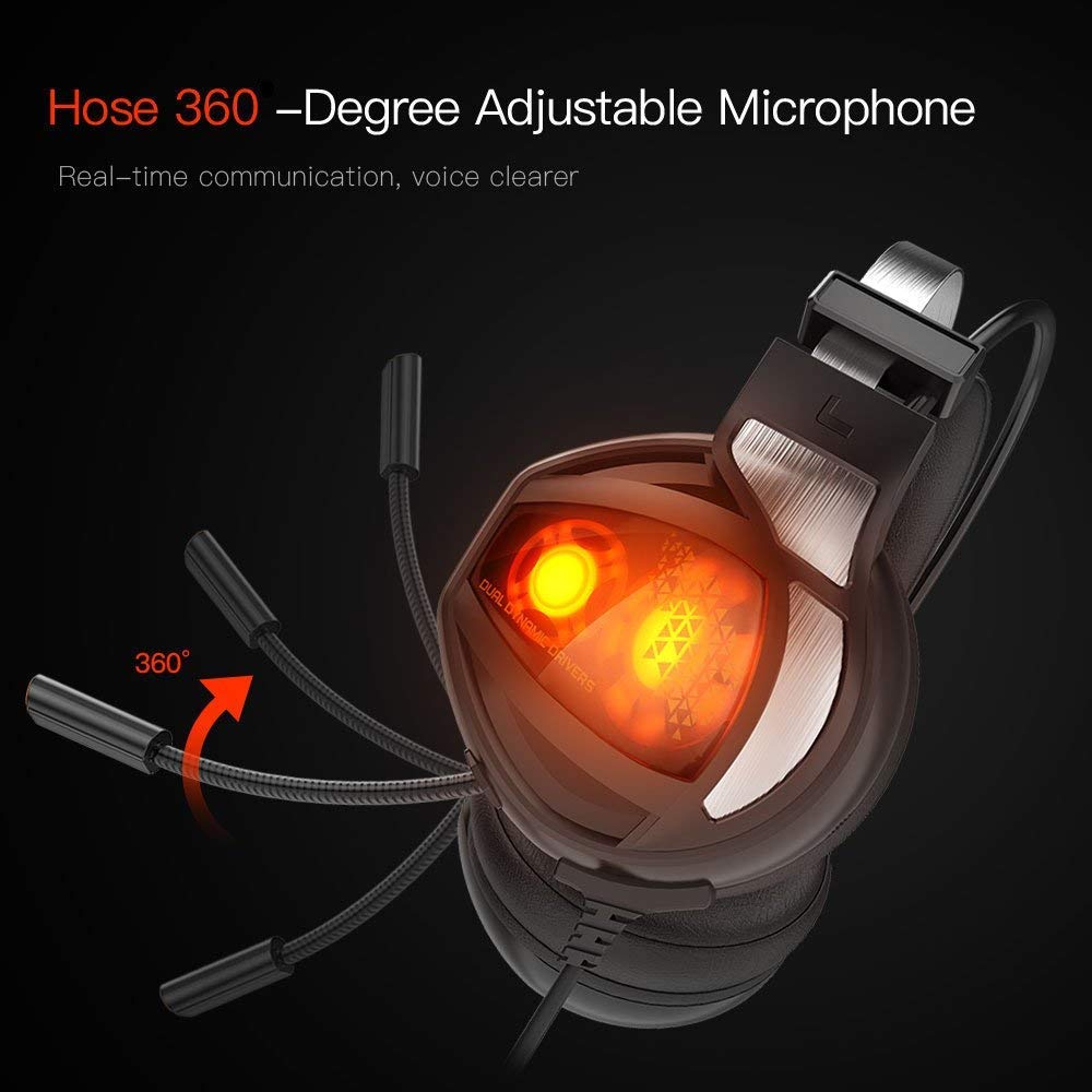 Ranipobo Stereo Gaming Headset, 7.1 Surround Sound USB Computer Kopfhörer mit Mikrofon Noise Cancelling (Schwarz)