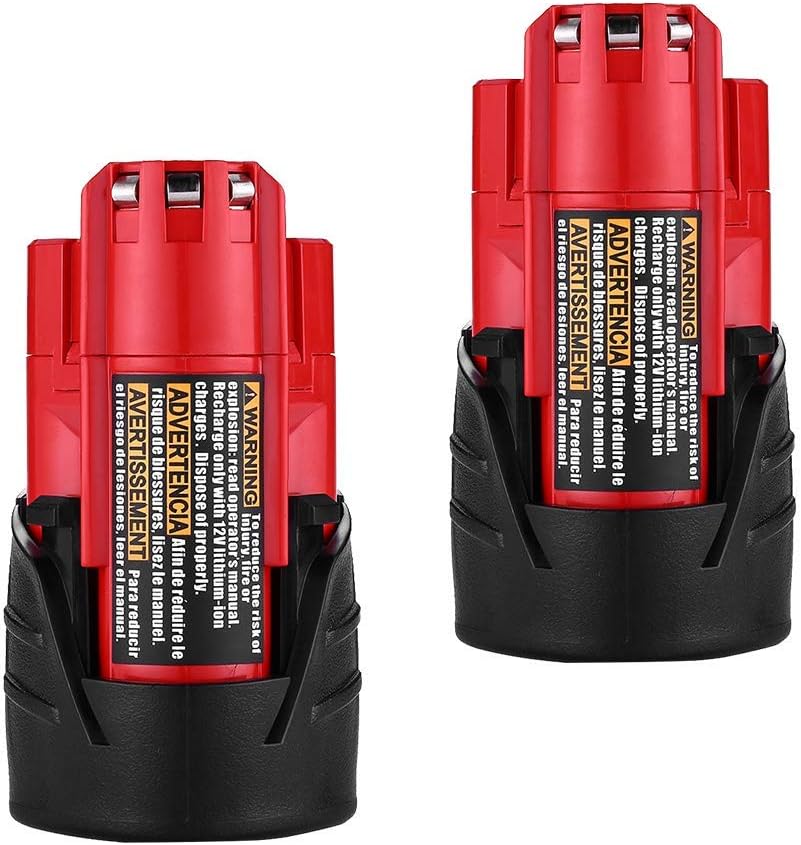 2 Pack 12V 3000mAh Lithium-ion Replacement for Milwaukee M12 48-11-2411 48-11-2420 48-11-2401 48-11-2402 48-11-2401 12-Volt M12 Cordless Tools