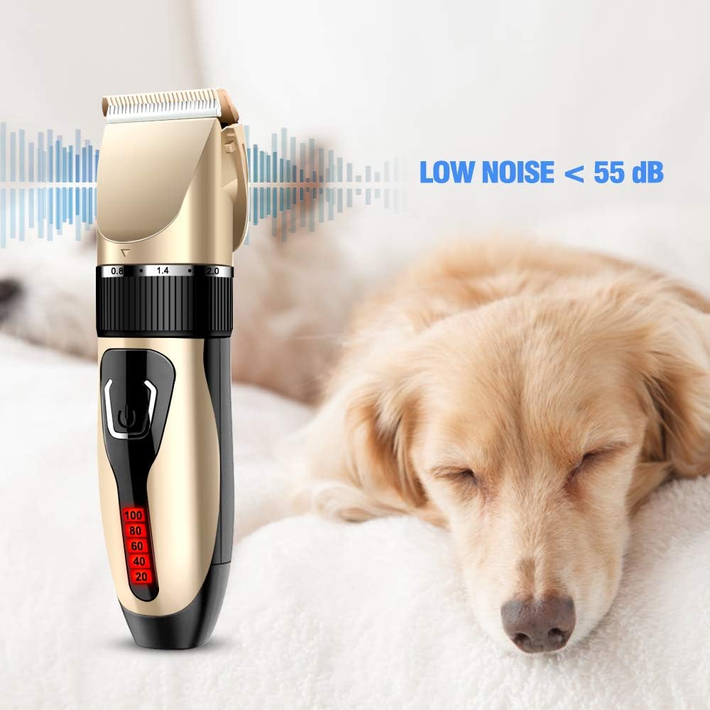 Comsmart Dog Clippers, Upgraded Dog Grooming Clippers Dog Hair Trimmer Cordless Low Noise Rechargeable Electric Quiet Pet Hair Clippers Set for Cats, Dogs, Other Pets
