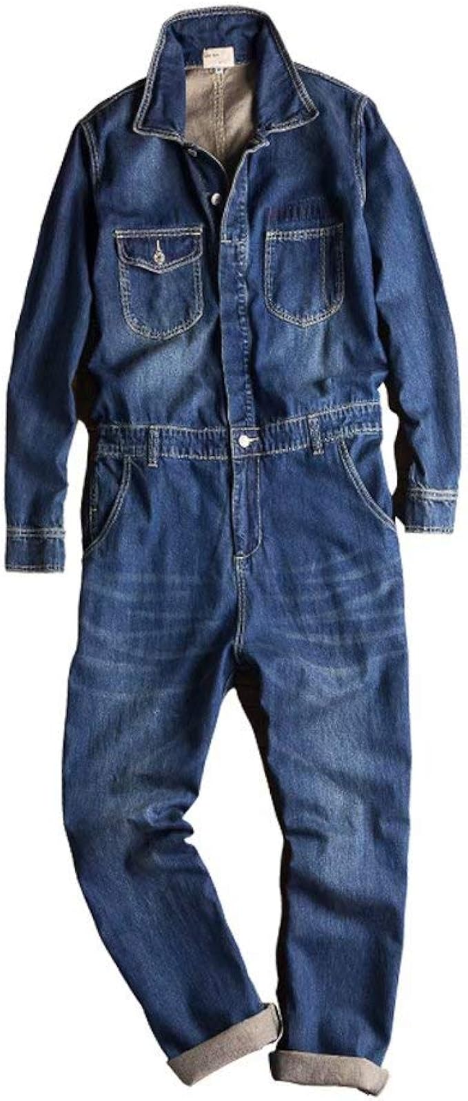 Amazon Co Jp Tenflow メンズつなぎ オールインワン デニム オーバーオール 作業着 ジーンズ デニムジャケット ジャンプスーツ 演出服 復古 服 ファッション小物