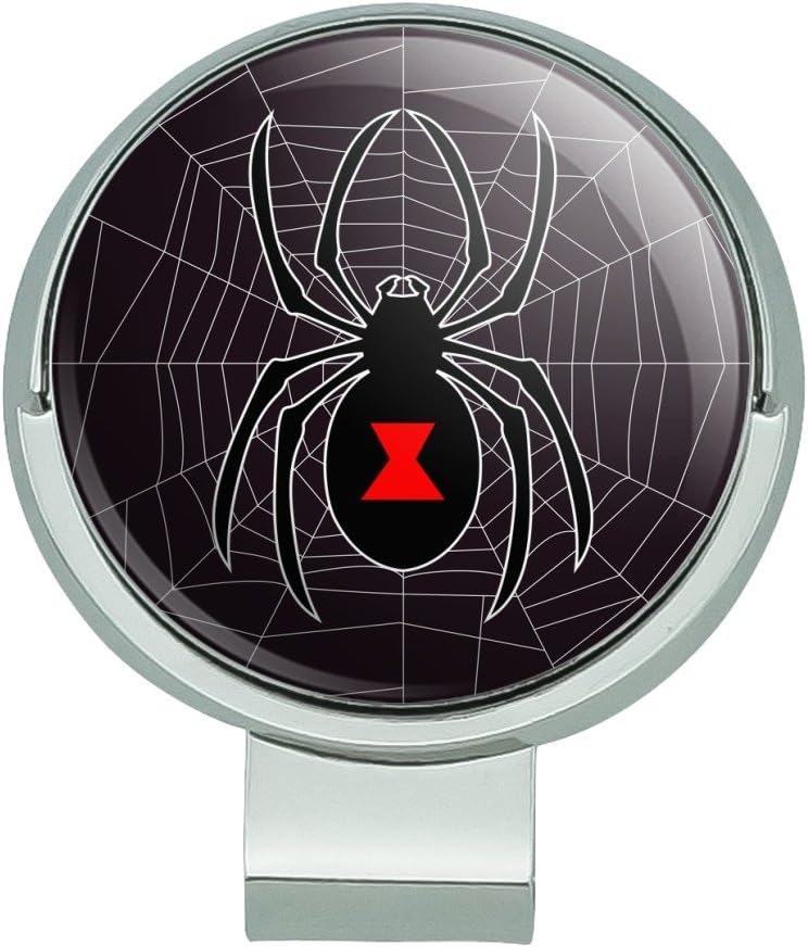 Black Spider on Web Golf Hat Clip with Magnetic Ball Marker