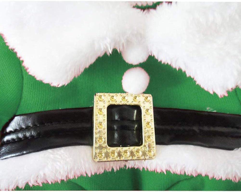 DELIFUR Pet Christmas Costumes - Dog & Cat Xmas Suit with Cap, Santa Claus Hoodies - Warm in Winter (Green, L) - Image 5