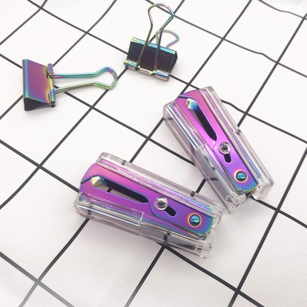 1 Pack Rainbow Staples Remover Clear Acrylic Body Steel Jaws Staple Puller Removal Tool for Dress Up Home Office School Desk Accessories Gift (1 Pack, Clear & Rainbow Tone) : Office Products