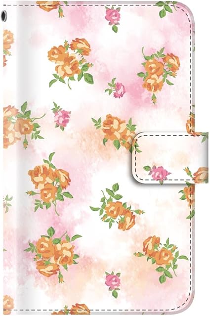 Amazon Co Jp 水彩 絵具 ペイント 花柄 手帳型 06 ミニフラワー オレンジ Iphone7 手帳型ケース カバー アイフォン 家電 カメラ