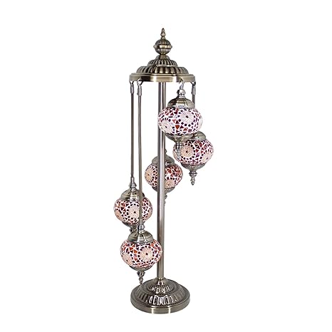 Kindgoo Turkish Mosaic Floor Lamp Handcrafted Multicolored Glass