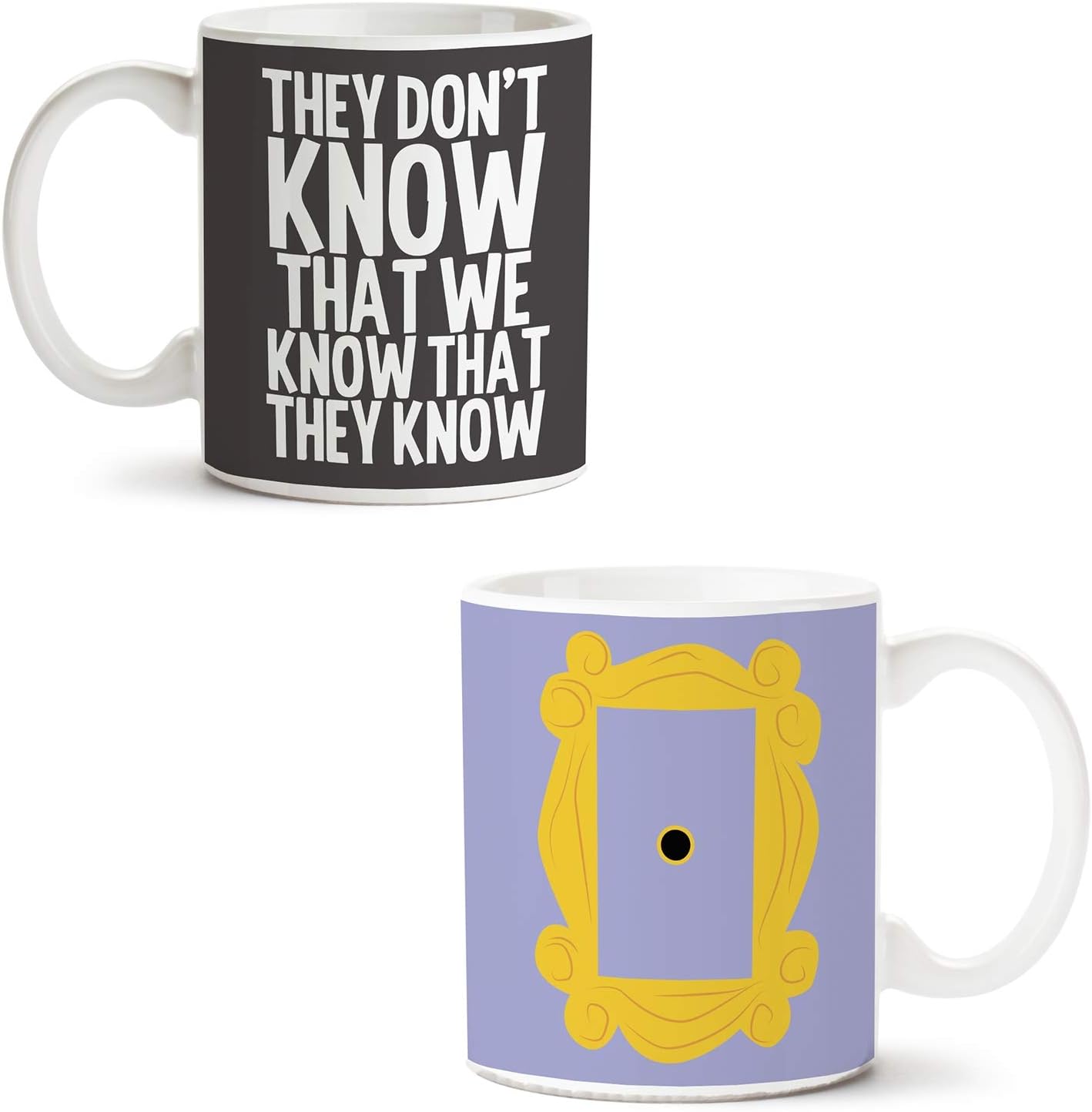 Motivate Box India Ceramic Printed Mugs with Friends Tv Show Designs Design, 330 Ml, Multicolor, 2 Piece