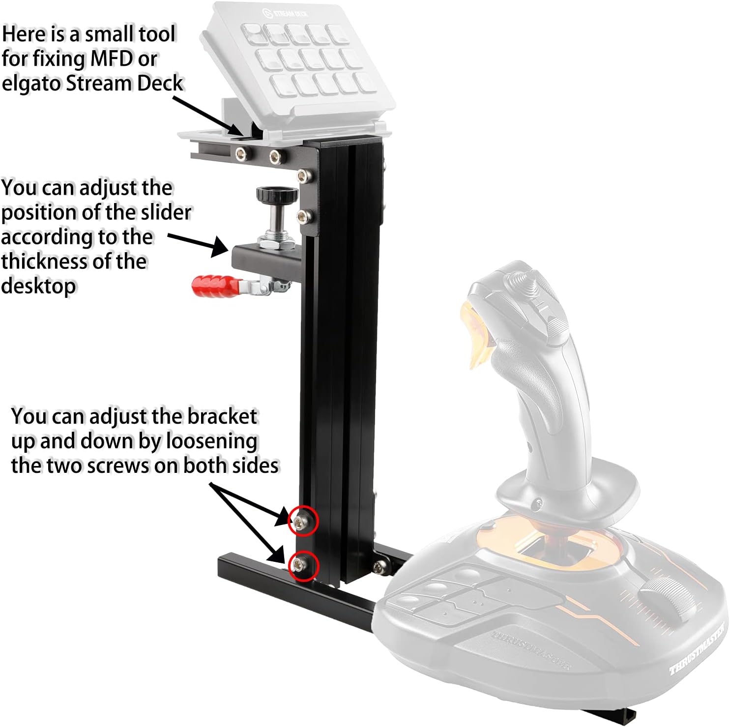 JUYEER Desk Mount Compatible with Almost All of The HOTAS Series Flight Simulation Controller-for The Flight Sim Game Joystick, Throttle and Hotas Systems. (Game Devices Not Included) - Black: Computers & Accessories