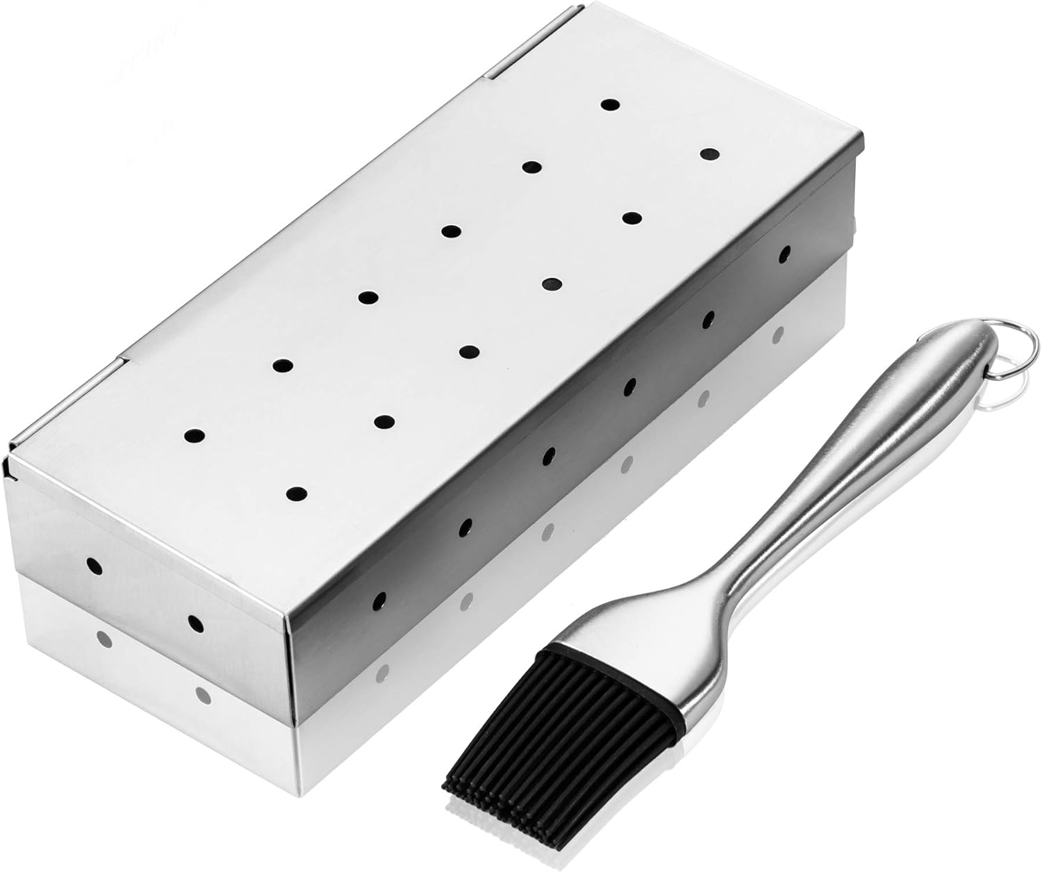 Stainless Steel Grill Smoker Box for Wood Chips, Use a Gas or Charcoal