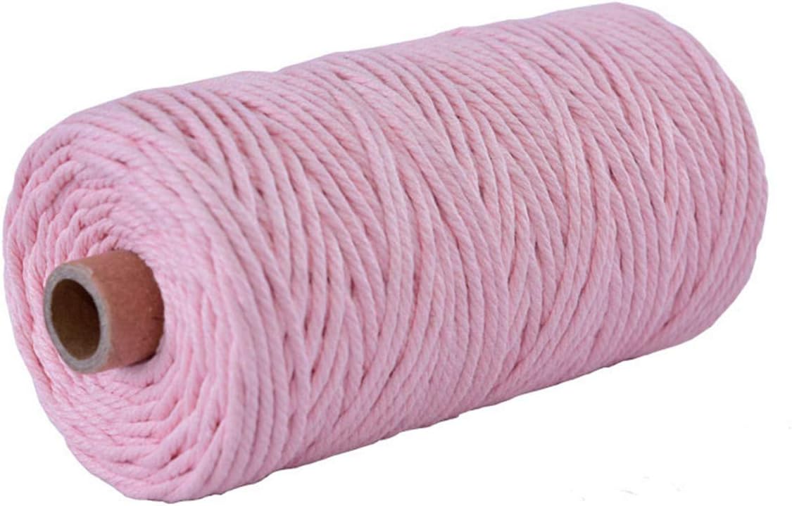 Vivianbuy Pink 3mm/4mm Dia 328ft Macrame Cotton Cord Twist Macrame String Soft Macrame Rope for Handmade Plant Hanger Craft Making and DIY Projects