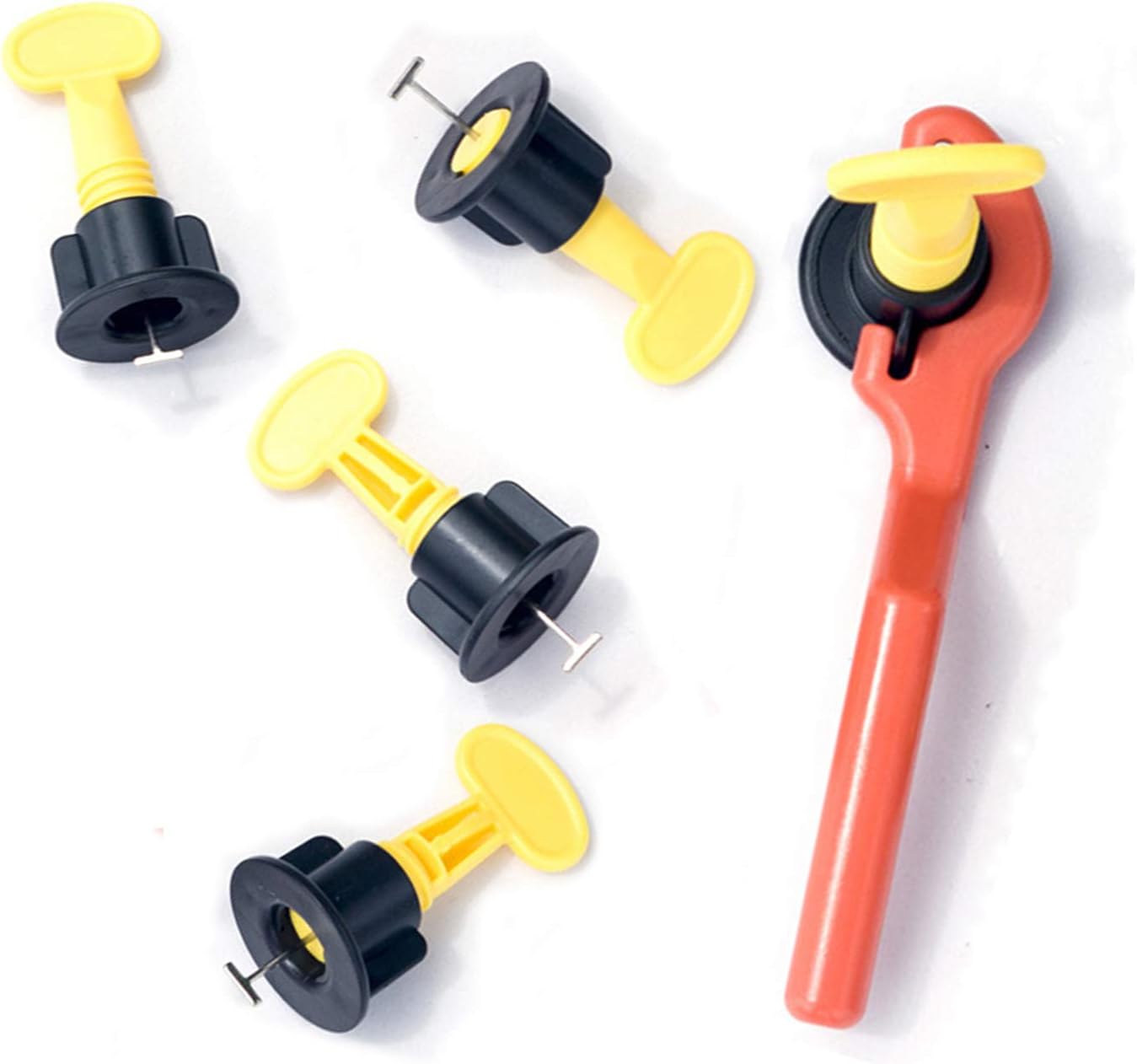 HENGDA 50pcs Tile Leveler Spacers and 200PCS Tile Spacers(1/16” & 5/64”), The Latest Reusable Spacer Flooring Level Tile levellers Set System Construction for Builing Walls & Floors，T-Lock-Tool - - 