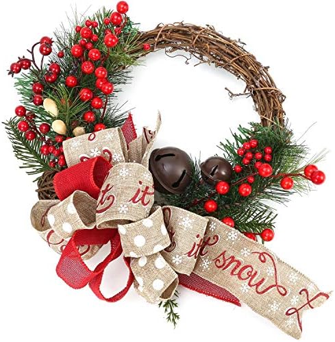 スポンサー プロダクト クリスマスリース 贈り物 30cm大型 天然ツル枝使用 華やかリボン装飾 ハンドメイド生産ハイグレード品 大切なあの人への クリスマスプレゼントに おしゃれインテリア ロマンチック北欧風 トレンド ナチュラル装飾 リボン リビング 30センチ 玄関