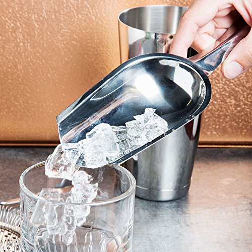 5-Ounce Stainless Steel Ice Scoop, Small Bar Scoop by Tezzorio, Great for Ice Bucket, Commercial Grade Bartender Supplies