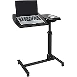 F2C Portable Adjustable Height 360° Swivel Laptop Desk PC Computer Mobile Notebook Laptop Stand Rolling Table Desk Cart Tiltable with Wheels Casters& Mouse Pad Table (360° Swivel Rolling-Black)