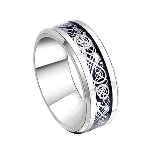 HIJONES Bague Homme Acier Inoxydable Rotative Dés Chanceux – 8 Mm – Design Mode Et Confort Quotidien