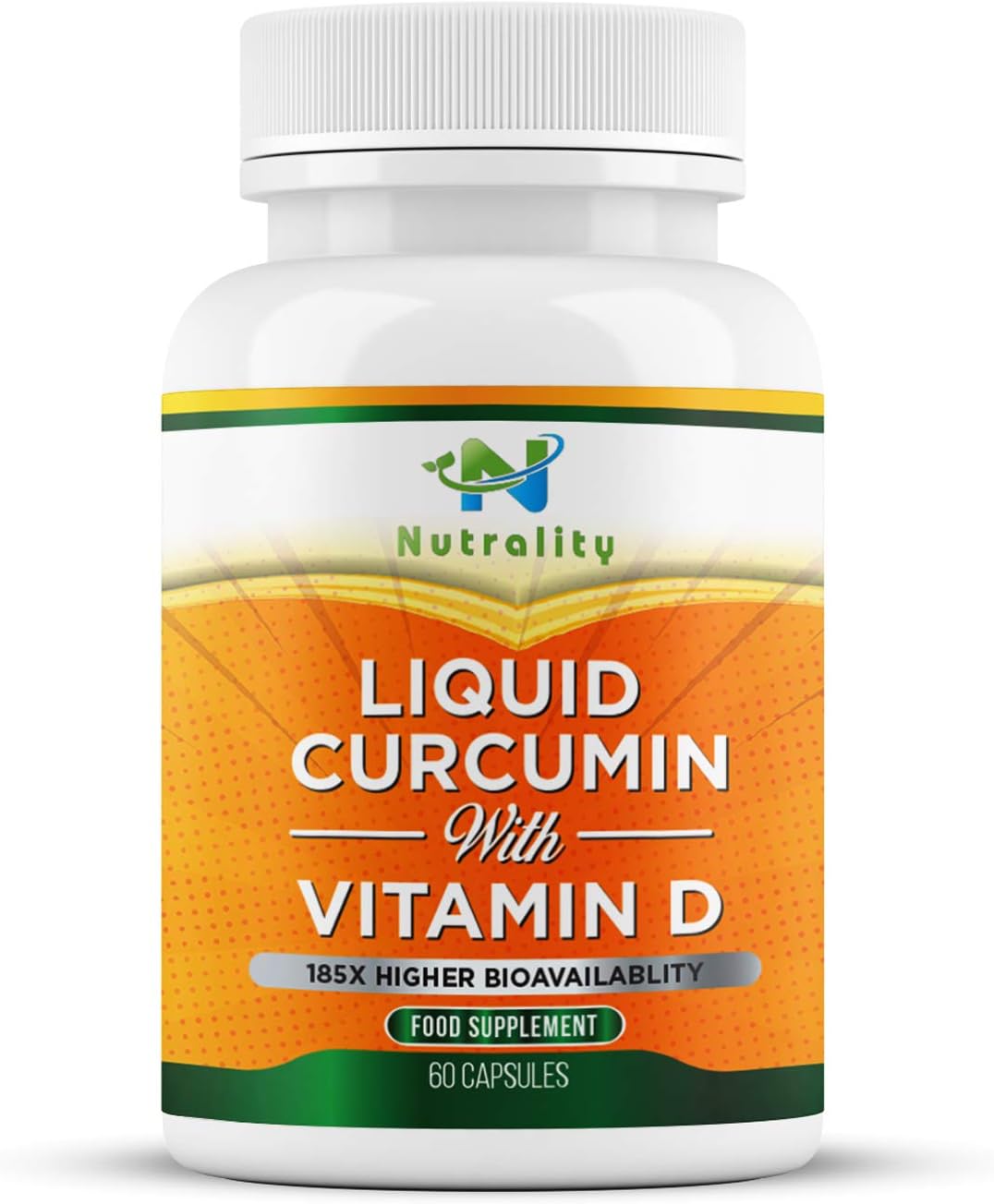 Nutrality Curcumin Turmeric Supplement 60 Vegan Liquid-Filled Capsules, 1000mg, Capsules with Vitamin D3
