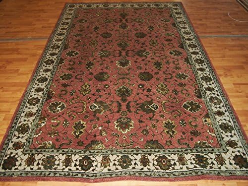 5'11'' X 8'11'' Overall Traditional Persian Tabriz Beige Rectangular Wool & Silk Rug