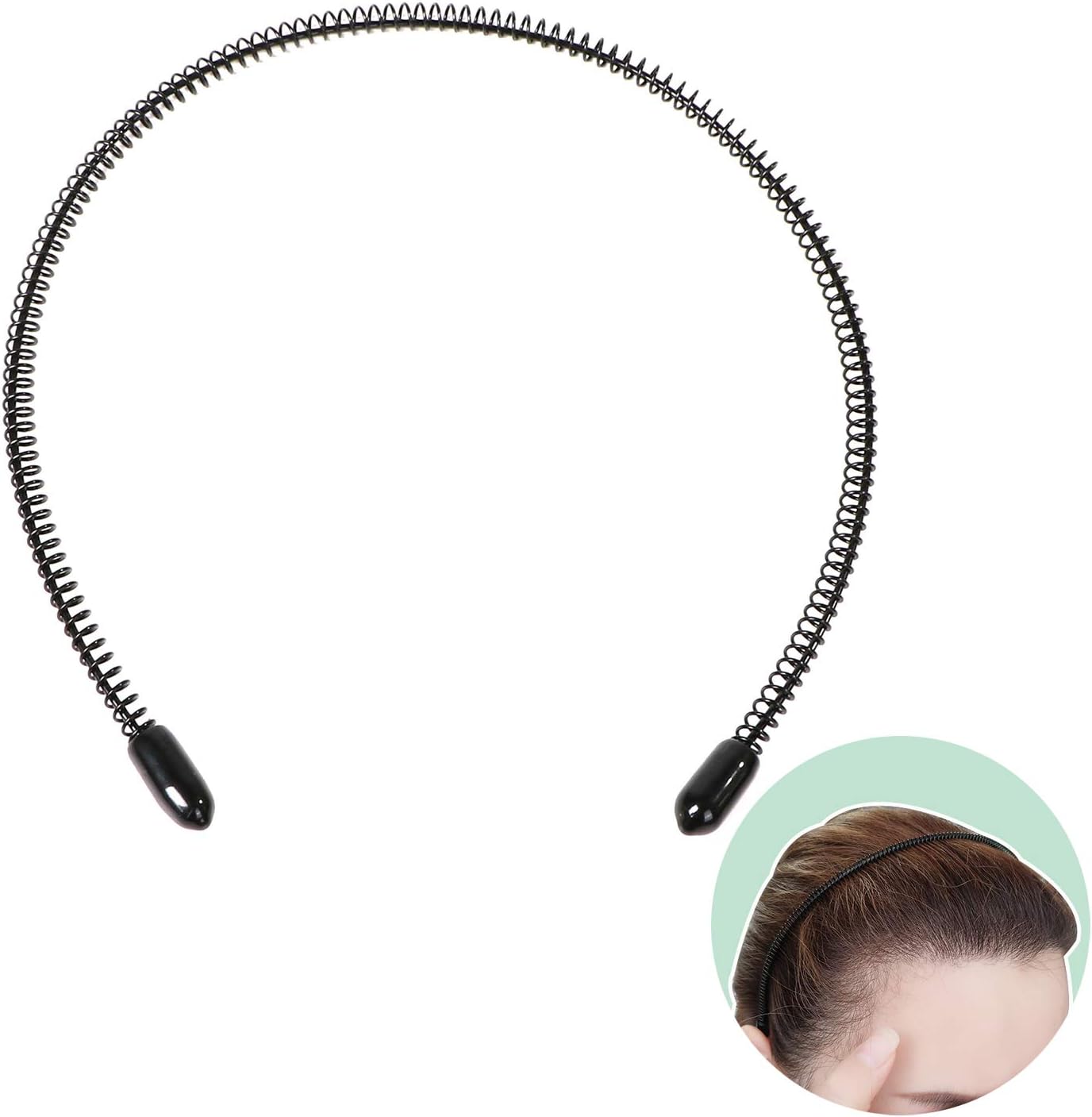 Men's Slicked Back Headband, Outdoor Sports Fashion Pigtail Hair Band/Never Paint-shedding Metal Head Buckle Clip for Mens Long Hair, Braid and other Hair Styles - Small Spring