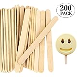 Acerich Novelty Wooden Ice Cream Sticks Treat Sticks Freezer Pop Sticks Wooden Sticks for Ice Cream Bars, 4.5 Inches Length, Set of 200