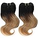 Emmet Brazilian Hair Extension Ombre Color Can be Dyed and Permed Body Wave Easy Installing&Sewing 8Inch Short 7A 100% Human Hair Weave 2PCS/Lot 50g/Piece, with Hair Care Ebook (1B/27)