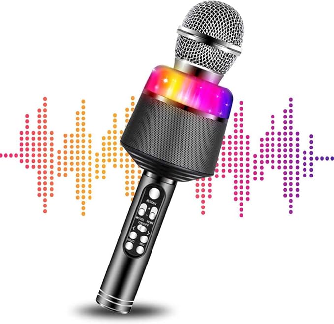 Amazon カラオケマイク Bluetooth 高音質 進化モデル 四種魔法音変える ワイヤレス Bluetooth スマホ用録音 四種音楽再生方法 Ledライト付き 大容量電池 ワイヤレスマイク 家庭カラオケ ノイズキャンセリング 1年安心保証 カラオケ機器 楽器 音響機器