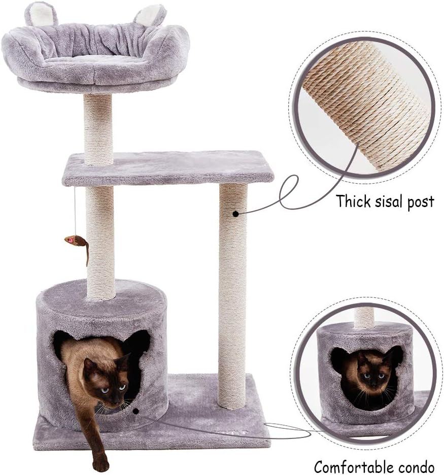 JOYELF Cat Activity Tree Condo, Kittens Tower with Scratching Posts, Cat Pet Play House with Soft Nest 36 Inch : Pet Supplies