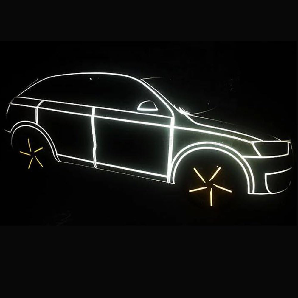 黄 リフレクト デコ ライン ライン テープ 車の光に反射して 綺麗に見せる 幅 1cm 45m ライト 照明アクセサリー 車 バイク Amazon