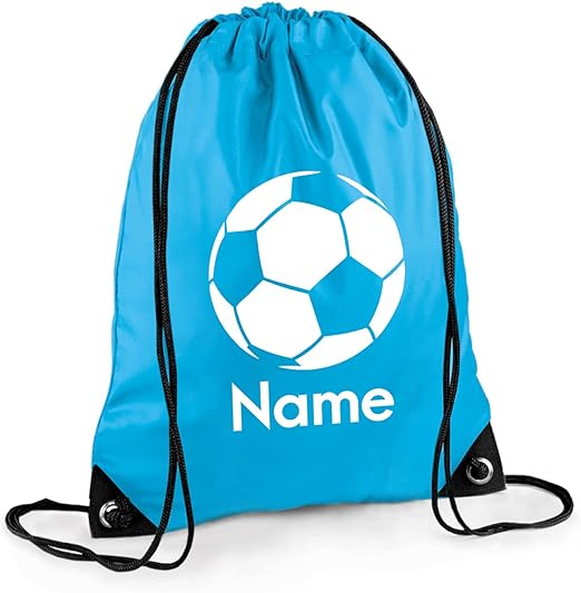 Personalised Football Drawstring Bag Boys Girls Sports Gym Footballer